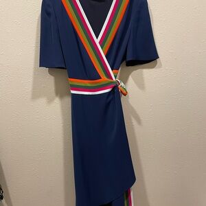 Tory Burch Navy Dress with Vibrant Trim